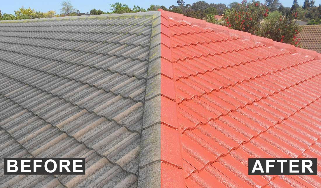 Roof coating - before and after